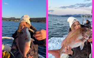 沼津沖にてマダイトップ２枚の釣果です。
