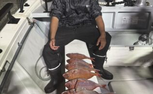 沼津沖にてマダイが釣れます。