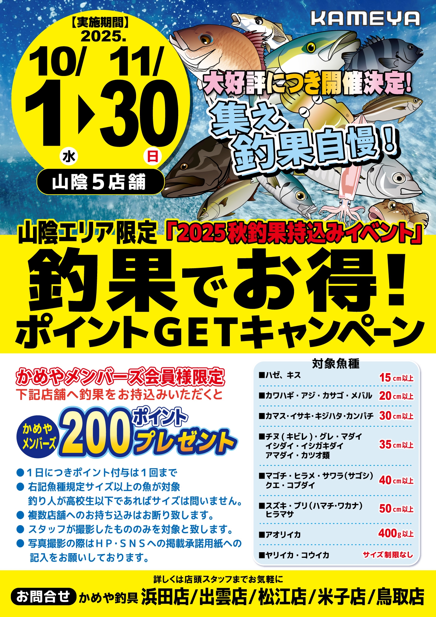 釣果持込みイベントの御案内です！ | かめや釣具