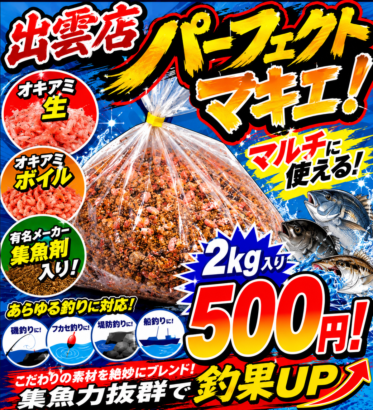 出雲店限定の撒き餌販売します！ | かめや釣具