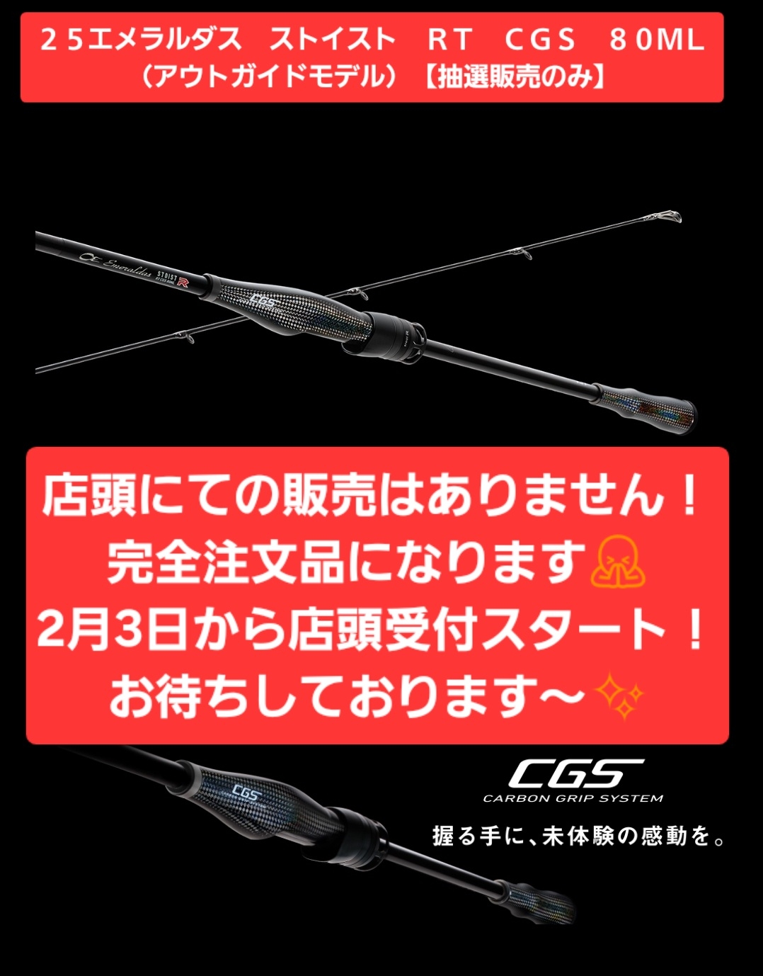 25エメラルダスストイストRT CGS80ML受付中！ | かめや釣具