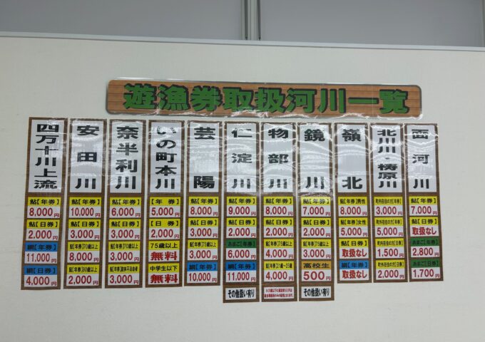 各河川の遊漁券取り扱っております！